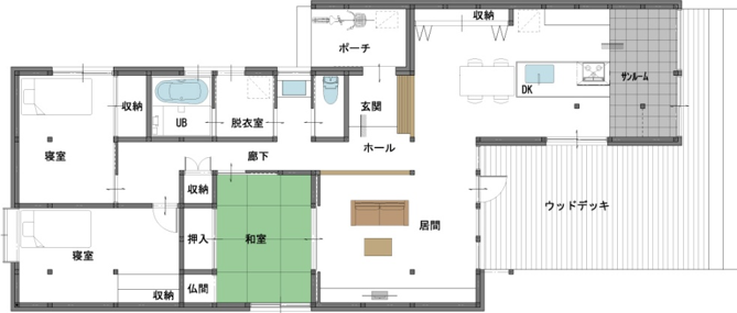 平屋の間取り図