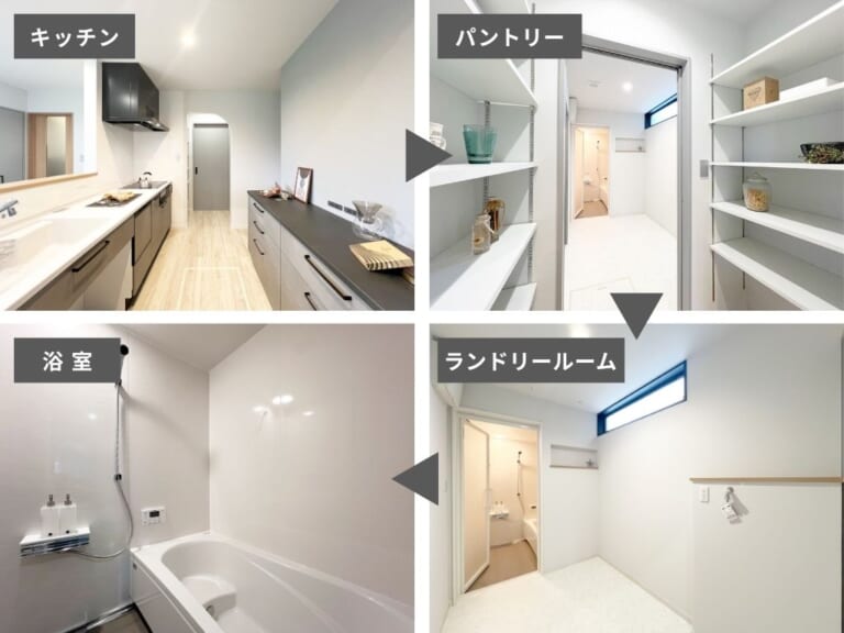 直線でつながる効率重視の家事動線